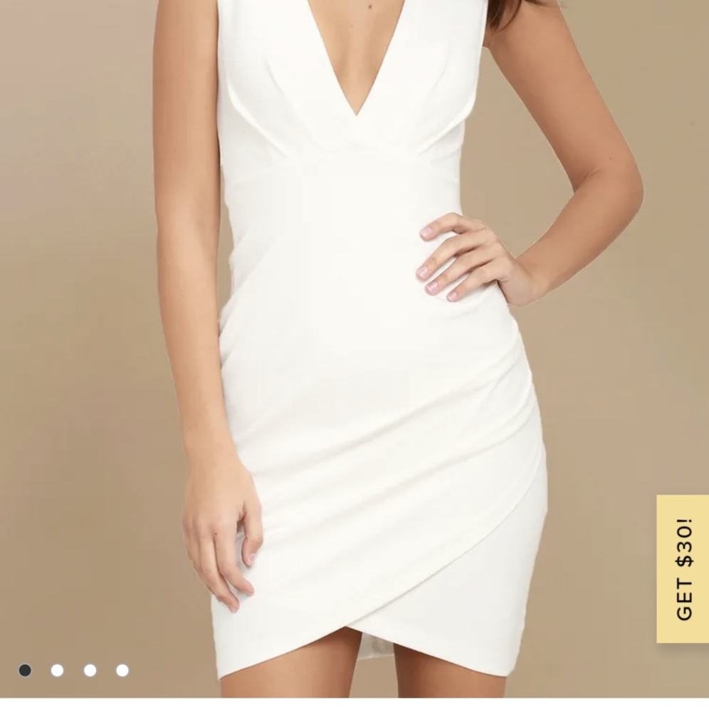 Lulu’s White Faux-Wrap Cocktail Dress